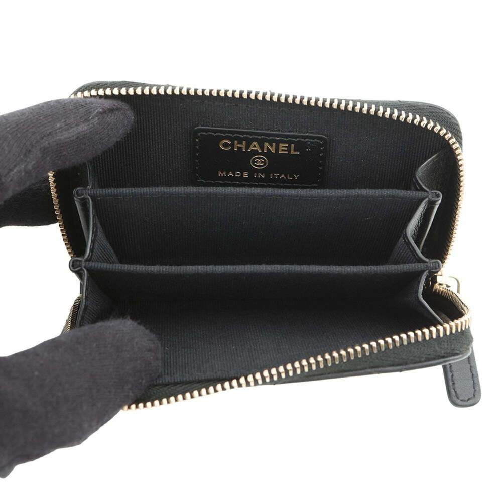 CHANEL Authentic Black Lambskin Leather Logo Wallet - Picture 4 of 10